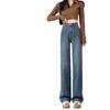 Women's 2025 Retro Wide-Leg High-Waisted Velvet Jeans - Slimming, Loose-Fit for Spring & Autumn