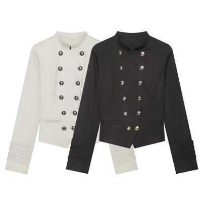 Giacca Casual da Donna Autunno 2026 Vestibilità Slim Colletto Rialzato Doppiopetto Bottoni Metallici Streetwear