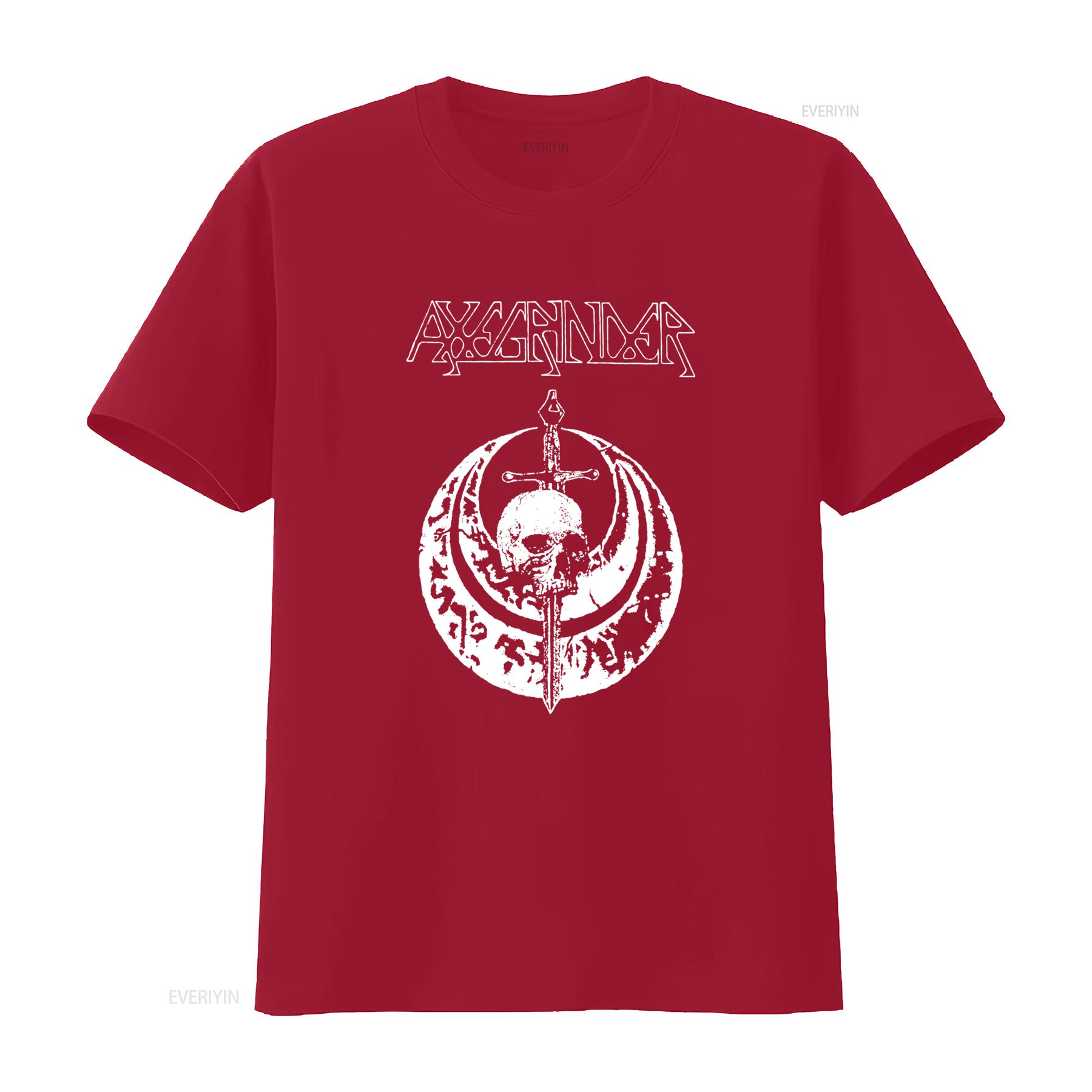 AXEGRINDER Skull Sword Print T Shirt Gothic Rock Punk Style vintage Washed Unisex graphic Slightly Versatile designer clothes S