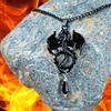 Collana con Ciondolo Drago Nero Gotico Vittoriano - Gioielli in Cristallo Fantasy