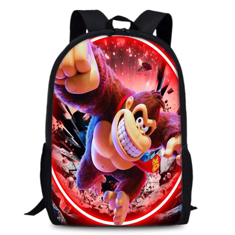 Donkey Kong Bananza Childrens School Backpack With Oxford Fabric For Kids Education