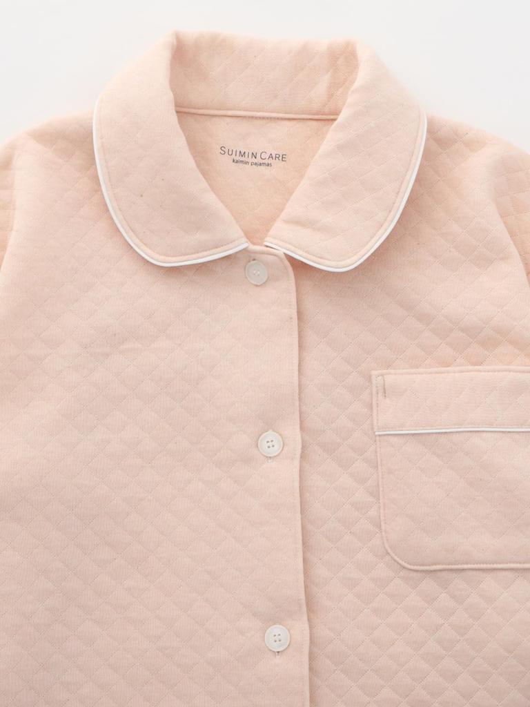 SUIMIN CARE Made in Japan Recycled Hooded Quilted Solid Color Long LL Pink Women's Pajamas, Shirt, Sleeve, Pink, Brown, Cream, M, L, (LL, (Sakura))