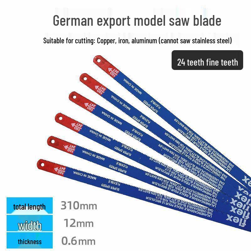 Plátek pilky na železo z vysokouhlíkové oceli pro řezání kovu a dřeva - 14/18 zubů, ruční