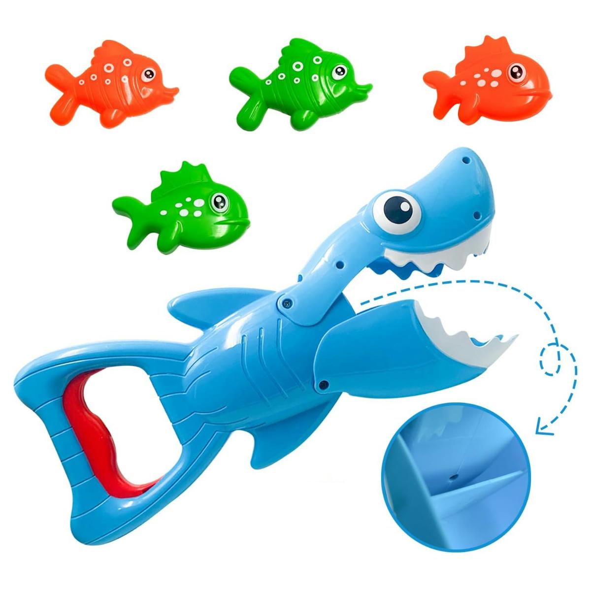 Interesting Toys Boys Shark Grabber Bath Toys With Teeth Biting Action Include 4 Toy Fish, Swim Toys Pool Bathtub For Kids Girls Toddlers,Gift