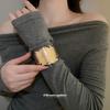Irregular Metal Glossy Printing Open Bracelet Retro Simple Versatile Bracelet Light Luxury High-end Jewelry