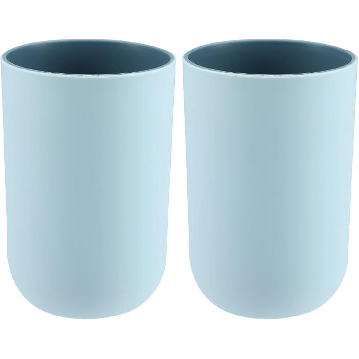 VOCOSTE 2Pcs Bathroom Cups, Toothbrush Cup, Bathroom Toothbrush Cup, Blue, 4.33''x2.76'' 350ml