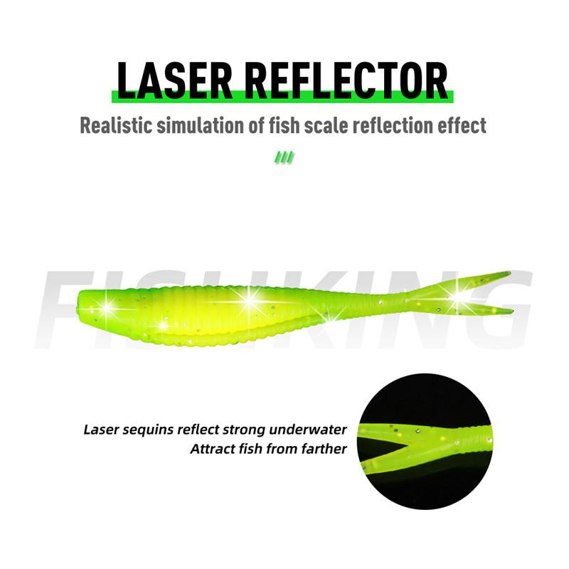 FTK 30pcs Threaded Scissor Tail Bait Artificial Bait, Soft Silicone Bait, Worm Jigging Plastic Bait