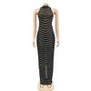 European Fashion Sexy Rhinestone Backless Nightclub Party Dress - See-through Long Dress for Women