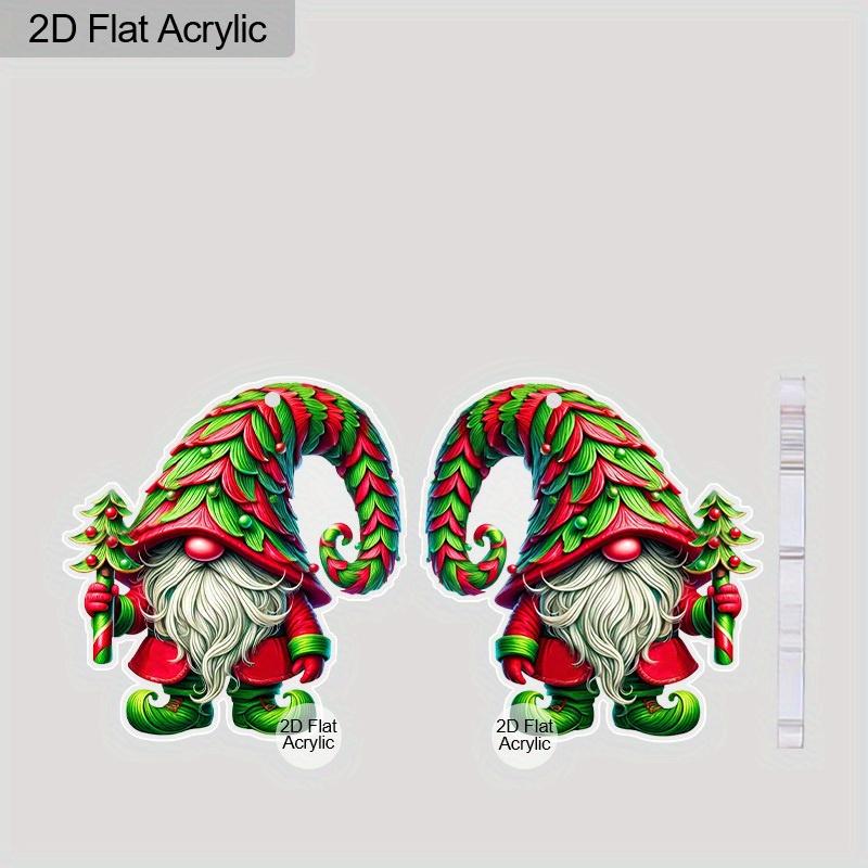 2D Flat Christmas Acrylic Earrings Decoration Red and Green Gnome Pendant Jewelry Ladies Christmas Gift