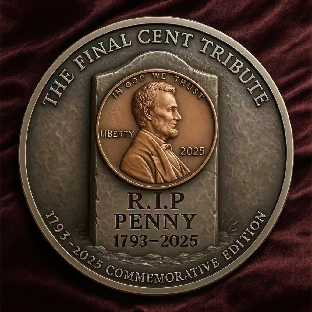 Lincoln penny coin, commemorative medal, Final Cent, 1793-2025, coins, metals, reliefs, cultural and creative бронзовый
