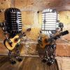 Mic Rockbot, Microphone Desk Lamp, Metal Microphone Mini Guitar Night Light Decoration (Yellow)
