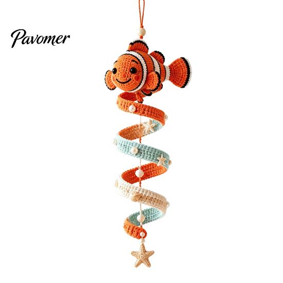 Padrão Fácil de Animais de Crochê Tema Oceano Kit Espiral, Artesanato Decorativo DIY, Conjunto de Tricô de Animais Marinhos Montagem Ornamento Pendurado para Árvore de Natal