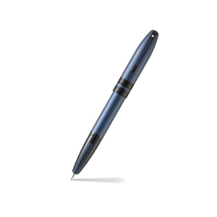 Sheaffer Icon Fountain Pen - Metallic Blue with Glossy Black PVD, Medium Nib E0911053 (1 Count)