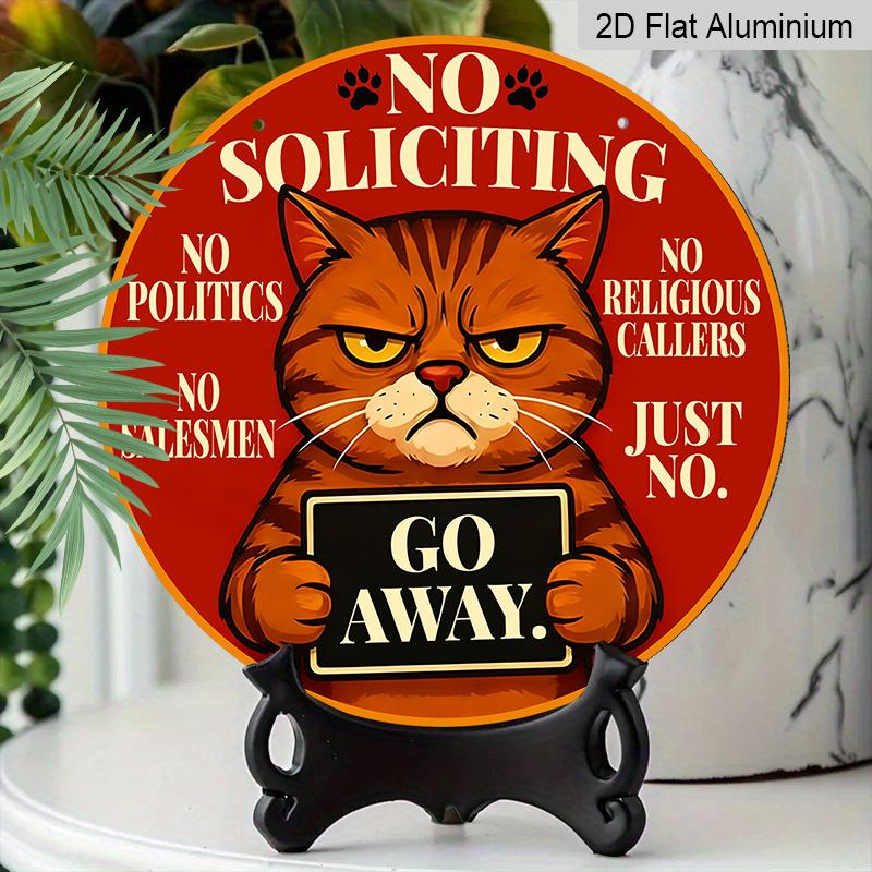 2D Flat 1pc Aluminum Decorative Piece Featuring a “No Soliciting” Design 7.87 Inches × 7.87 Inches Perfect for Decorating Bars, Kitchens, Cafes
