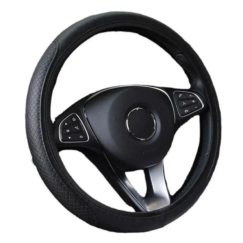 Car Steering Wheel Cover Auto Steering- Wheel Cover Skidproof Anti-Slip Embossing Leather Car-styling Auto Accessories 37-39cm