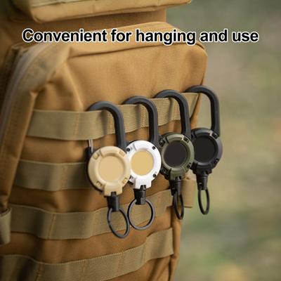 Fly Fishing Retractor Badge Reel with Wire Rope Multipurpose 360-Degree Rotation Keychain Carabiner Clip Camping Supplies