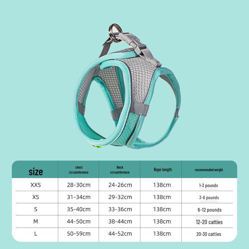 Breathable Reflective Pet Harness Vest with Leash for Cats & Dogs
