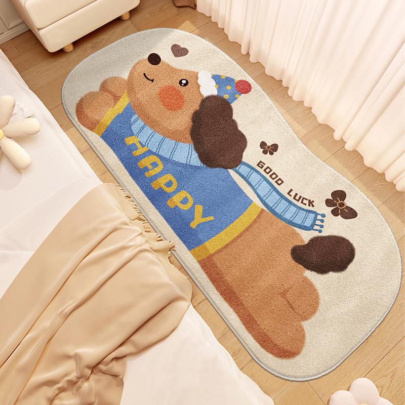 Kreslený koberec do ložnice, koberec k posteli, odolný proti opotřebení, odolný proti nečistotám, protiskluzová podložka, snadno se čistí, podlahová rohožka k arkýřovému oknu