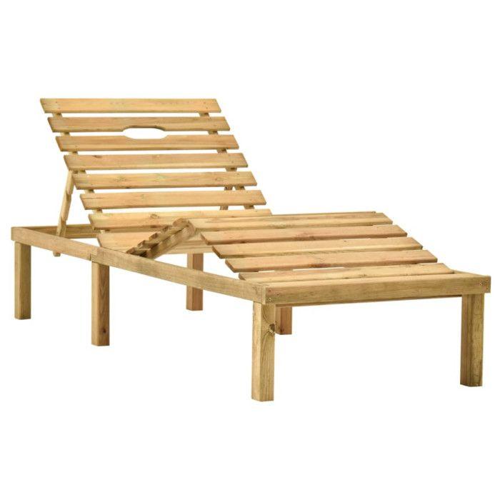 Chaise longue de jardin - vidaXL - Pin imprégné - Vert et marron - Dossier et repose-pied réglables