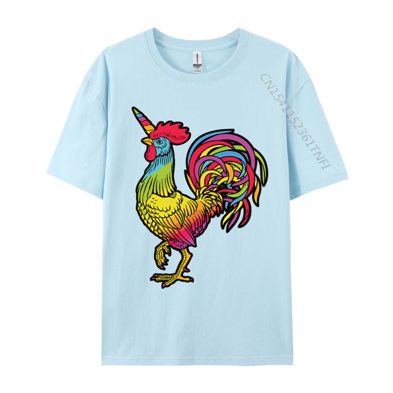 Chicken Unicorn Rainbow Rooster Unicorn Tshirts Male Top Tshirts Special Cotton Tops T Shirt Slim Fit Graphic T Shirts