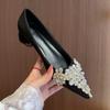 Fashion Fashion Low Heel Shoes Women's Pointed Shallow Mouth Crystal Buckle Soft Sole Anti-slip Wear-resistant Low Heel Shoes