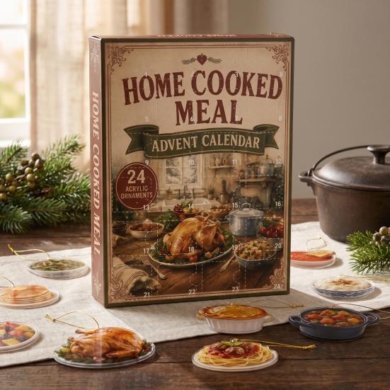 Fun Holiday Ritual Gift Grab Some Lunch Advent Calendar, 24 Days 2D Acrylic Food Seasonal Home Decor Ornaments Christmas Countdown Calendar for Tree,