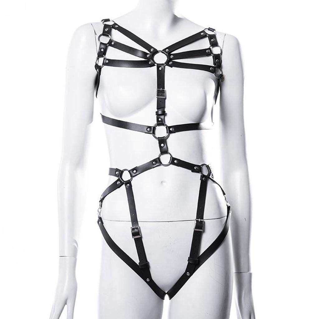 Dámský sexy bondage postroj na tělo, hrudní postroj, BDSM podvazkový pás na stehno, PU kůže, spodní prádlo, fetiš, dámské oblečení, exotický doplněk