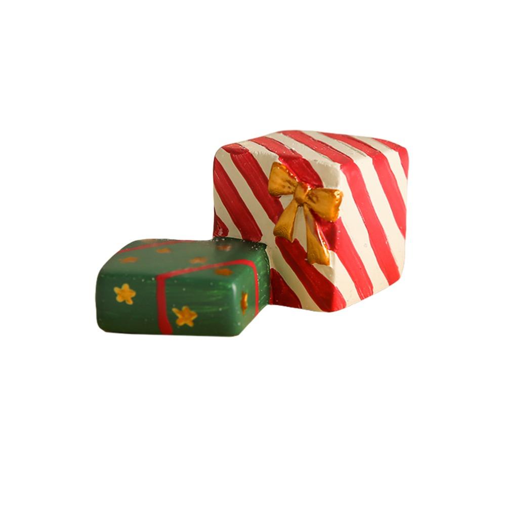 Creative Style Christmas Gift Box Figurine Resin Decorative Christmas Statue Christmas Decor