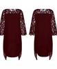 Women's White Round Neck Lace Sleeve Asymmetrical Hem Dress with Multi Color Options