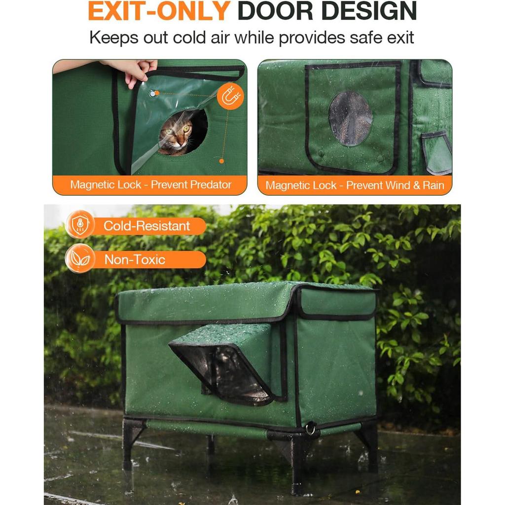 All-Season Heated Outdoor Cat House: Insulated, Rainproof & Windproof Cat Bed