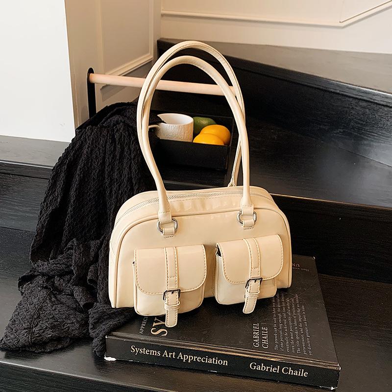 

Wholesale textured large-capacity bag women s 2025 new women s bag summer shoulder underarm bag portable pillow bag 28*8*16 белый