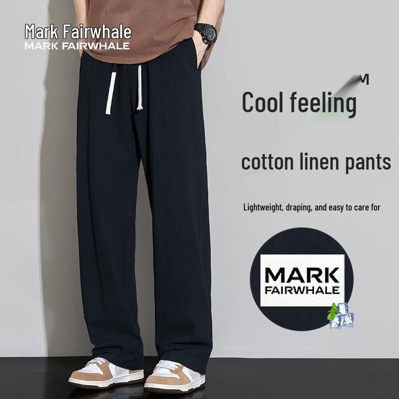 

MARK FAIRWHALE Men s Linen Blend Straight Leg Casual Pants XL