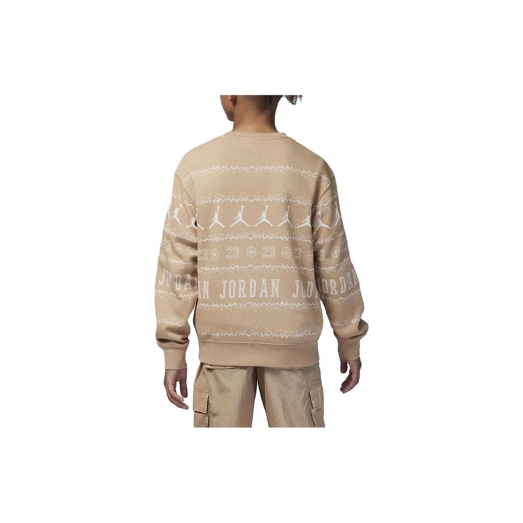 Jordan MJ Holiday Alphanumeric Print Fleece-Lined Casual Sweatshirt Kids Tops Maize FV5658-200