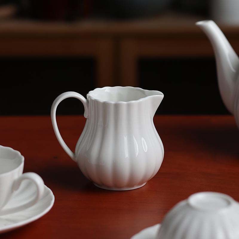 Pure white coffee cup English afternoon tea mug Household minimalist ceramic teapot White Cup Plate European Teacup drinkware 180ML