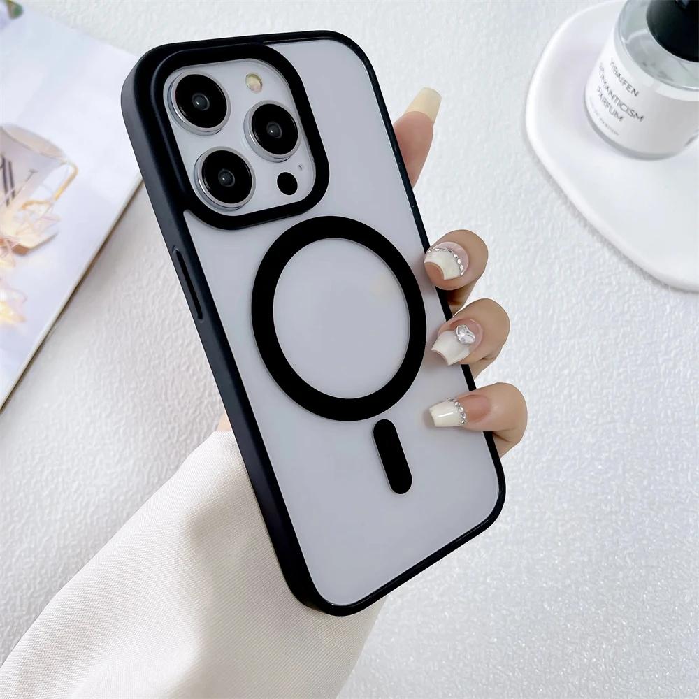 Luxury Shockproof Magsafe Wireless Charge Case for iPhone 15 14 Plus 13 12 Mini 11 Pro X XR XS Max Clear Magnetic Bumper Cover