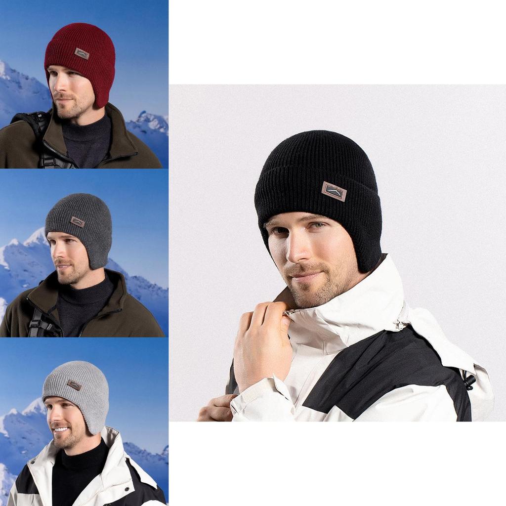Classic Knit Hat Men With Windproof Design For Cold Weather Outdoor Activities