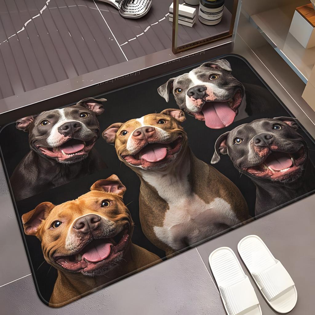 Group of Dogs Welcome Doormat - Non-Slip Microfiber Floor Mat for Entryway & Bedroom - Washable Pet Lover Home Decor Carpet