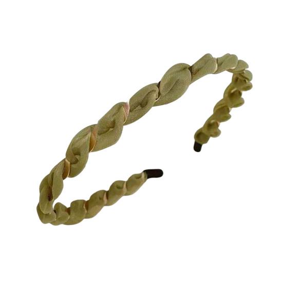 

Women Headband Anti-Slip Teeth Mesh Yarn Twist Soft Braided Texture Hair Hoop Washing Face Headband Hair Accessory зелёный
