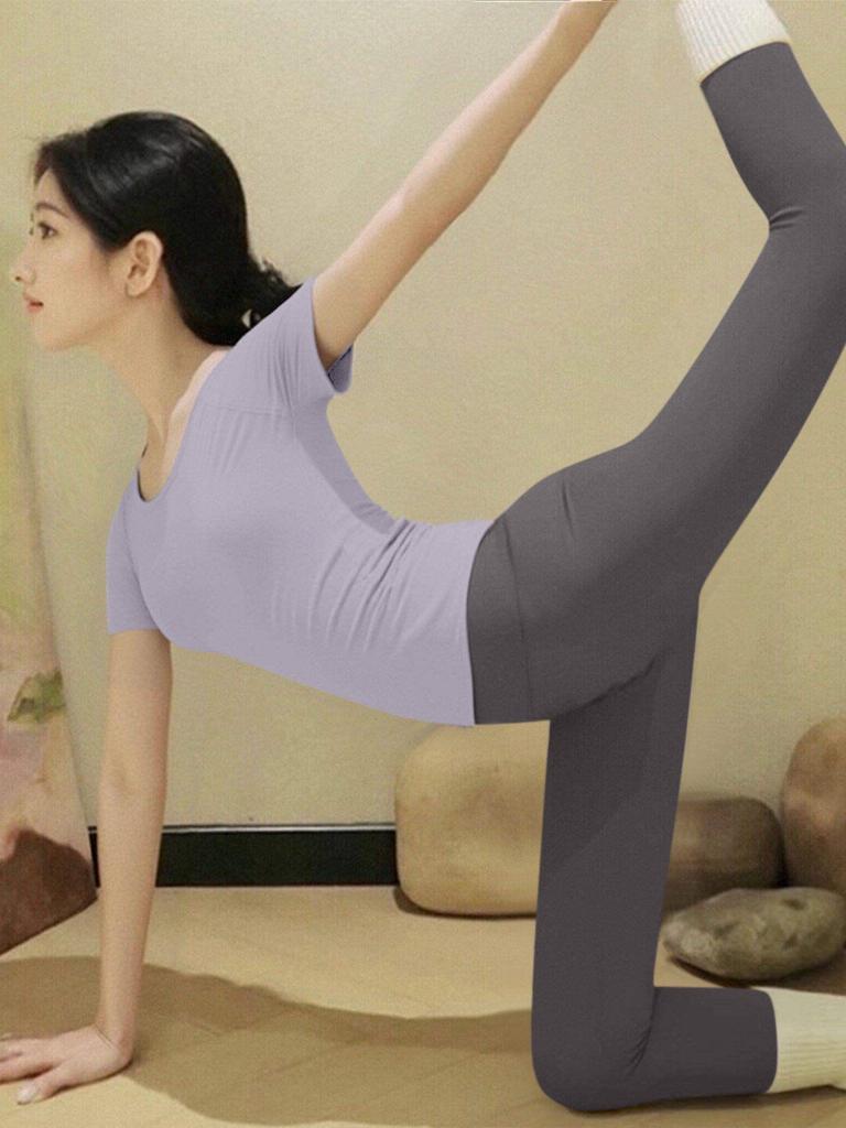 Women's Yoga Set: 2026 Slimming Short Sleeve Pilates Top