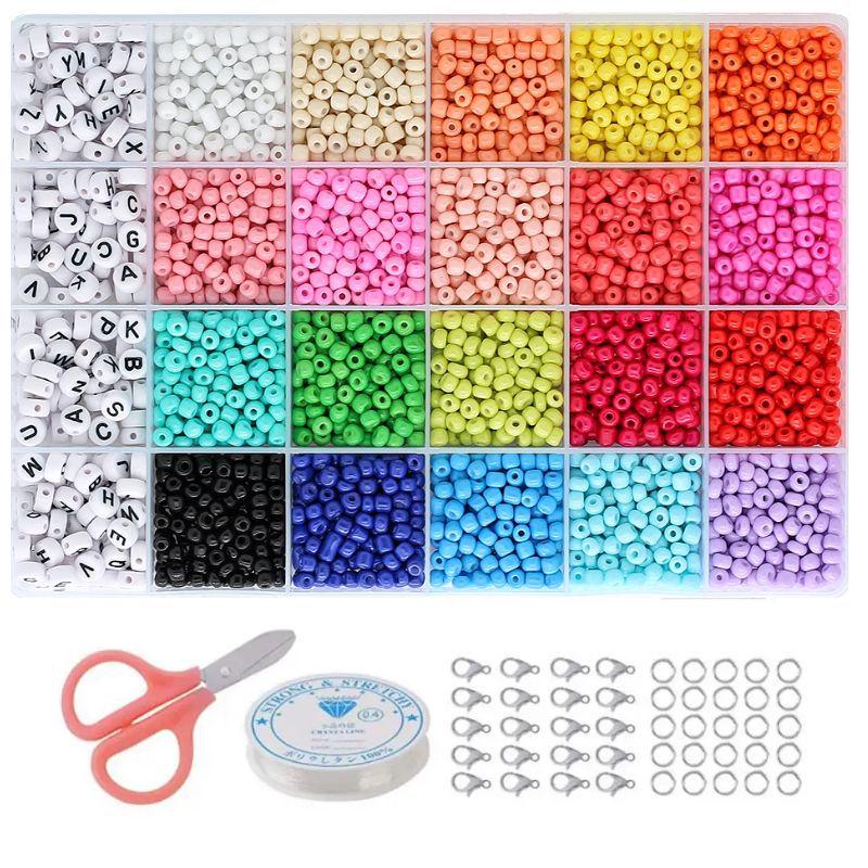 24-Compartment Glass Seed Beads Set: Solid Color DIY Jewelry Making Accessories