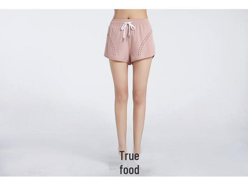 Women s High-Waist Mesh Two-in-One Athletic Shorts M розовый