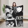Warm Blankets Picnic Kpop Ateez Choi San Throw Blanket  Flannel Bedspread For Living Room Novelty Sofa Bed Cover