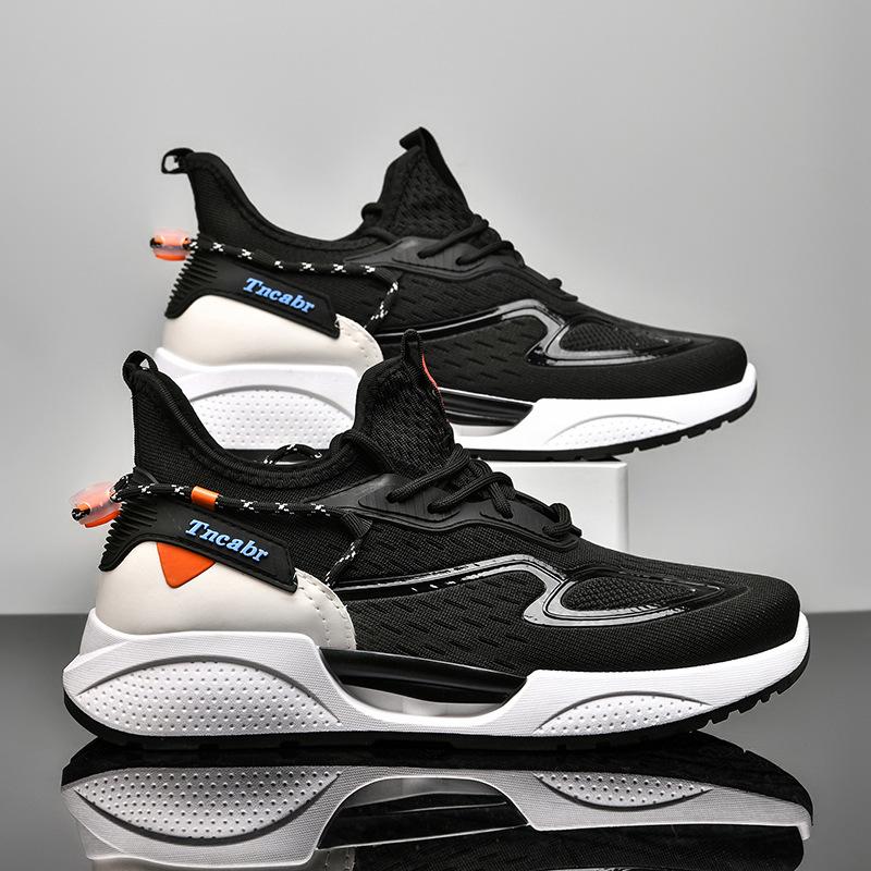 High quality summer men's low-top breathable mesh light running shoes thick-soled shock absorption comfortable training casual sports shoes