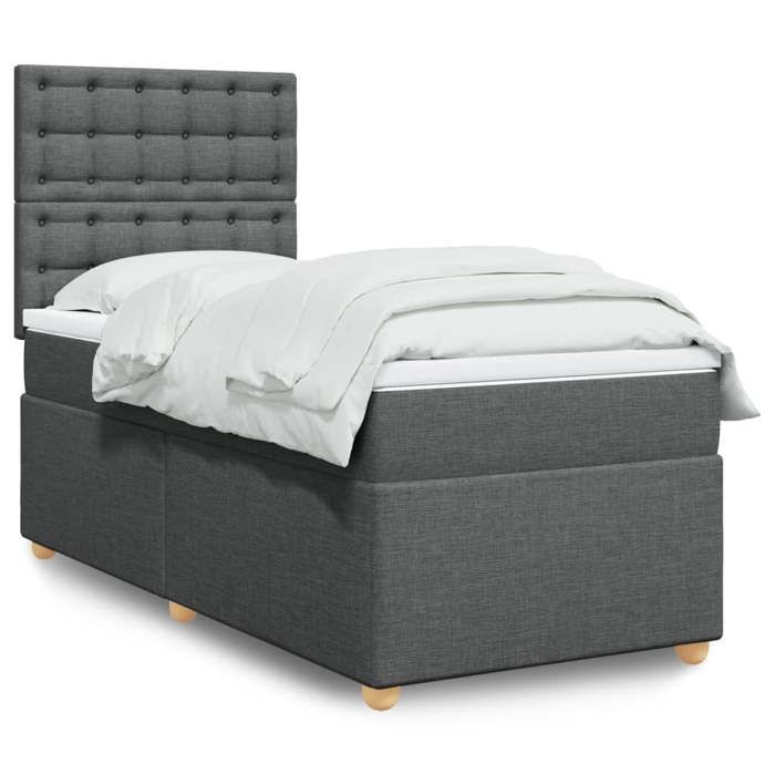 Maison Exclusive - Sommier à lattes de lit avec matelas Gris foncé 80x200 cm Tissu