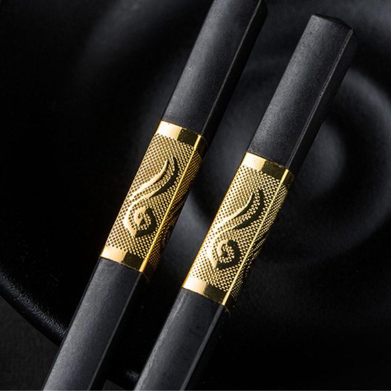 Chopsticks Household Kitchen Utensil Tableware 1 Pair Serving Chopsticks Non-slip Alloy Chinese Style