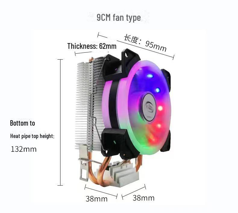 Dual Heat Pipe 1700 Radiator with Copper Tubes and Silent Cooling Fan for Desktop CPU