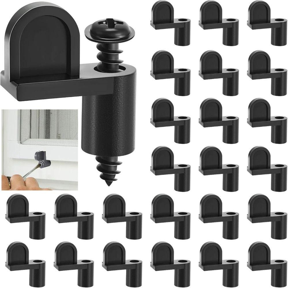 24pcs with Screws Window Screen Clips Weather Resistant Universal Screen Door Clips Offset Design Window Fastening Kit