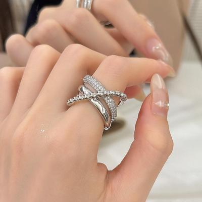 Trendiger Geometrischer Offener Ring mit sich kreuzenden Linien – Vielseitige Mode für Damen