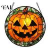 Stained Glass Style Wall Art Halloween Suncatcher Ornament, Vintage Hanging Window Decor with Pumpkin Ghost Bat Witch Festival Atmosphere Gifts