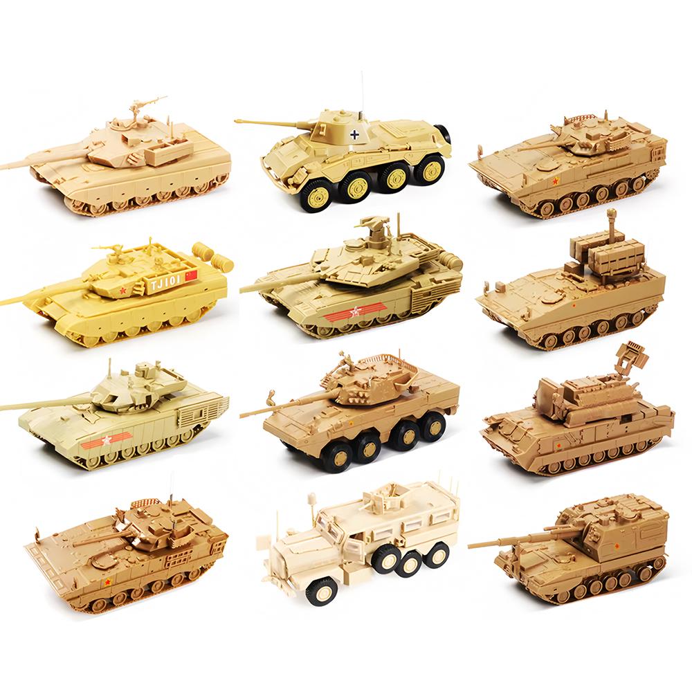 1/72 Military Army BM-21 TOS-1 T-14 T62 T90 Tank Model Puzzle Assembly Toy Vehicle Truck Toys for Kids
